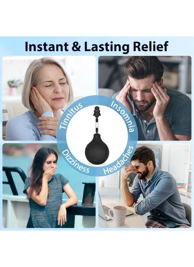 Ear Pressure Relief Device for Instant Headache Relief with 3 Interchangeable Ear Tips Migraine, Ear Symptoms Reliever - Black