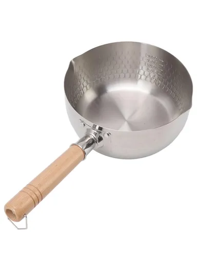 20cm Diameter Stainless Steel Japanese Saucepan with Wooden Handle Milk Soup Pot, without Lid (BPA Free, No FDA)