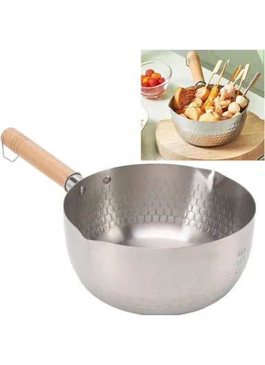 20cm Diameter Stainless Steel Japanese Saucepan with Wooden Handle Milk Soup Pot, without Lid (BPA Free, No FDA)