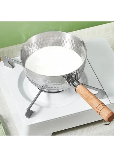 20cm Diameter Stainless Steel Japanese Saucepan with Wooden Handle Milk Soup Pot, without Lid (BPA Free, No FDA)