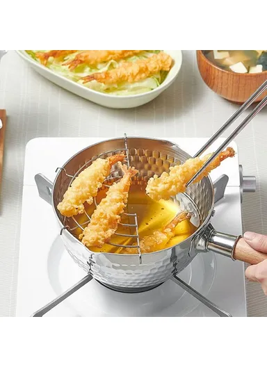 20cm Diameter Japanese Saucepan with Lid Wooden Handle Stainless Steel Milk Soup Pot,  (BPA Free, No FDA)