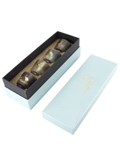 4Pcs / Set Kung Fu Tea Cups Handcrafted Crane Pattern Ceramic Teacups Traditional Chinese Tea Ceremony Gift