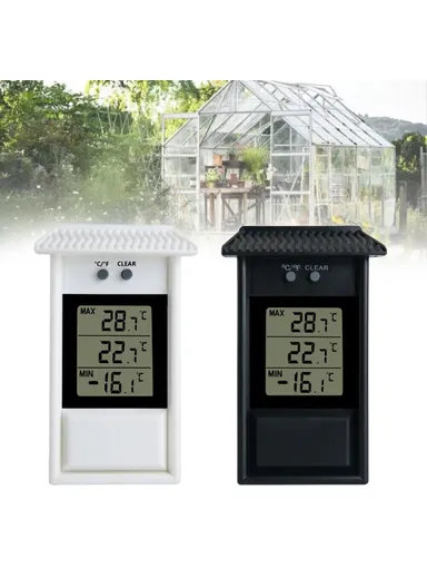 LCD Screen Outdoor Electronic Thermometer Waterproof Temperature Meter - Black