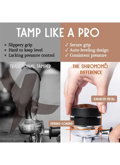 Threaded Bottom Self-Leveling Coffee Tamper, Gravity-Calibrated Pressure Steel Espresso Distributor (BPA-Free, No FDA) - 53mm