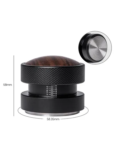 Threaded Bottom Self-Leveling Coffee Tamper, Gravity-Calibrated Pressure Steel Espresso Distributor (BPA-Free, No FDA) - 58.35mm