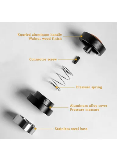 4-Blade Bottom Coffee Tamper, Gravity-Calibrated Pressure Steel Espresso Distributor (BPA-Free, No FDA) - 53mm