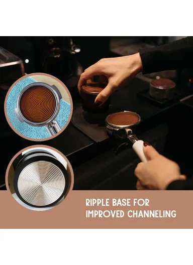 4-Blade Bottom Coffee Tamper, Gravity-Calibrated Pressure Steel Espresso Distributor (BPA-Free, No FDA) - 58.35mm