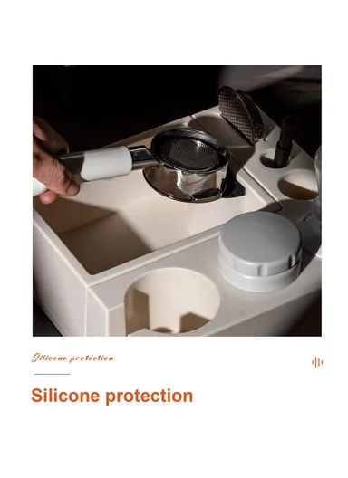 Espresso Tamping Station Accessory Organizer with Knock Box for 51 / 53 / 58mm Portafilters (BPA-Free, No FDA) - White