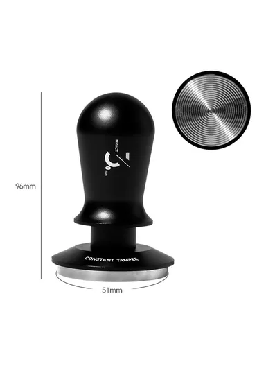 Coffee Tamper, Espresso Distribution Tool, Adjustable Pressure Spring, Loaded Tamper - Black