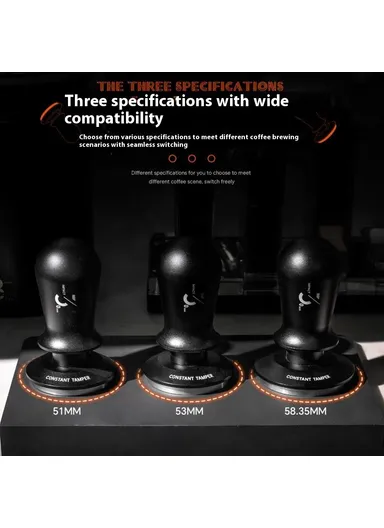 Coffee Tamper, Espresso Distribution Tool, Adjustable Pressure Spring, Loaded Tamper - Black