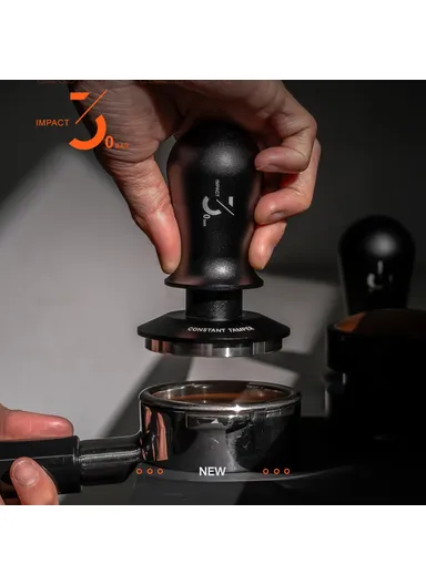 Coffee Tamper, Espresso Distribution Tool, Adjustable Pressure Spring, Loaded Tamper - Black