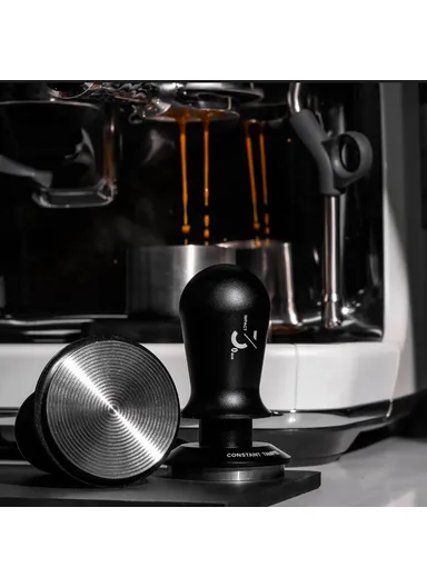 Coffee Tamper, Espresso Distribution Tool, Adjustable Pressure Spring, Loaded Tamper - Black