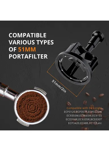 51mm Coffee Distribution Tool, Magnetic Base, Adjustable Depth Needle Espresso Powder Distributor (D5 x H12.5)cm