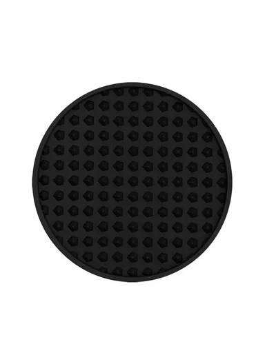 6Pcs Set Round Insulation Silicone, Mat Non-Slip, Heat-Resistant Coasters, with Iron Bracket - Black