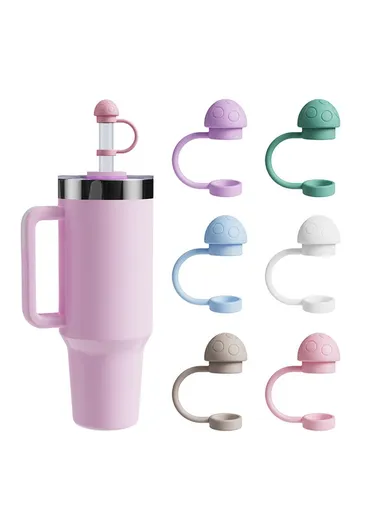 Insulated Tumbler Silicone Straw Cover Dustproof 10mm Straw Mushroom Cap (FDA Tested, BPA-free) - Apricot