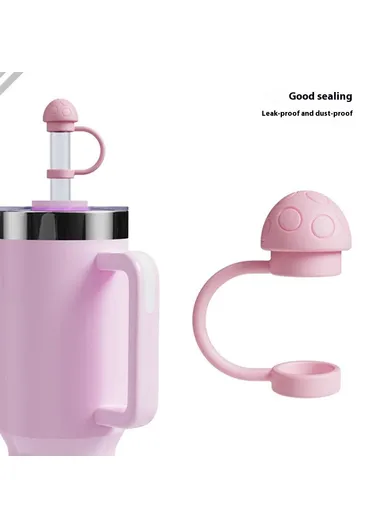 Insulated Tumbler Silicone Straw Cover Dustproof 10mm Straw Mushroom Cap (FDA Tested, BPA-free) - White
