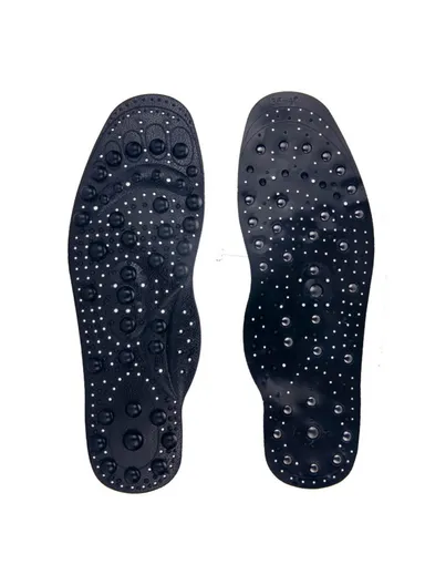 1 Pair Size L 68 Magnet Stones Insoles Enlarged Massage Points Healthy Feet Massage Insoles 27.5cm(40-45) - Black 