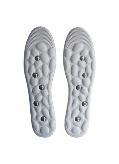 1 Pair 10 Magnetic Stones Massage Insoles Breathable, Sweat-Absorbent Imitation, Pebble Magnetic Insoles