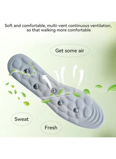 1 Pair 10 Magnetic Stones Massage Insoles Breathable, Sweat-Absorbent Imitation, Pebble Magnetic Insoles