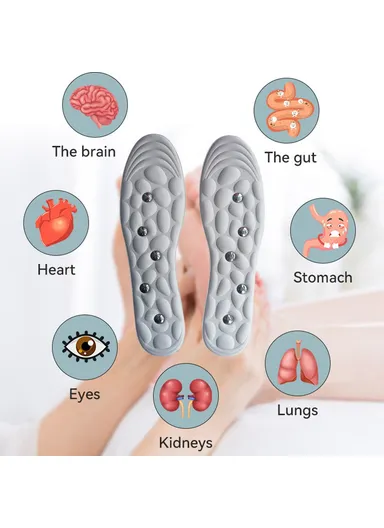 1 Pair 10 Magnetic Stones Massage Insoles Breathable, Sweat-Absorbent Imitation, Pebble Magnetic Insoles