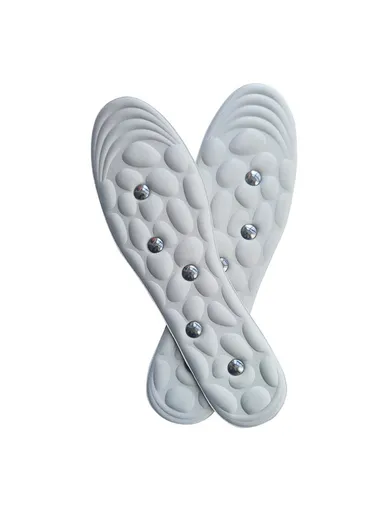 1 Pair 10 Magnetic Stones Massage Insoles Breathable, Sweat-Absorbent Imitation, Pebble Magnetic Insoles