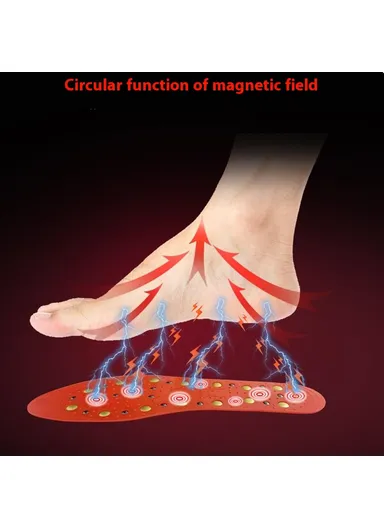 1 Pair Magnetic Circulation Massage Insole Breathable Acupuncture Point Feet Massage Soles - Black