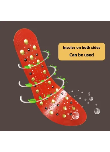 1 Pair Magnetic Circulation Massage Insole Breathable Acupuncture Point Feet Massage Soles - Black