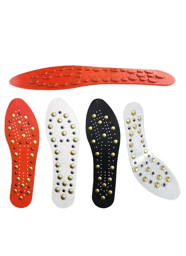 1 Pair Magnetic Circulation Massage Insole Breathable Acupuncture Point Feet Massage Soles - Black