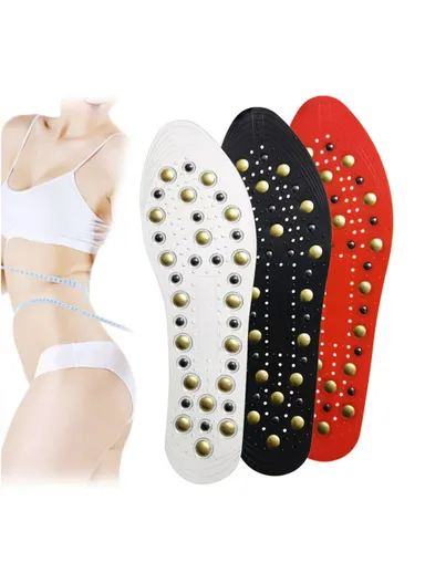 1 Pair Magnetic Circulation Massage Insole Breathable Acupuncture Point Feet Massage Soles - Black