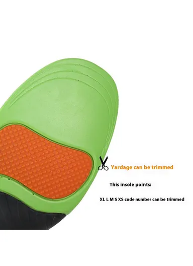 Flat Foot Support Insole Orthotic Breathable Massage PU Sports Shock Absorbing Insole - Velvet Black / XS