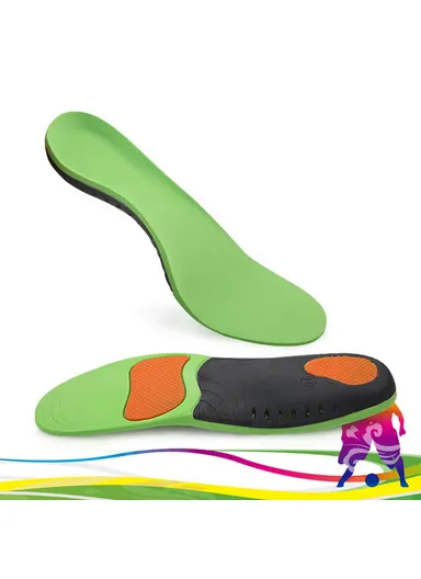 Flat Foot Support Insole Orthotic Breathable Massage PU Sports Shock Absorbing Insole - Velvet Black / S