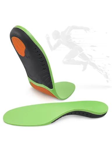 Flat Foot Support Insole Orthotic Breathable Massage PU Sports Shock Absorbing Insole - Velvet Black / L
