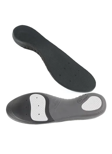 Flat Foot Support Insole Orthotic Breathable Massage PU Sports Shock Absorbing Insole - Velvet Black / XL