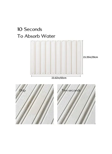 Foldable Rectangular Strips Diatomite, Quick Dry, Countertop Mat Water Absorbent, Non Slip Insulation Pad - Dark Grey