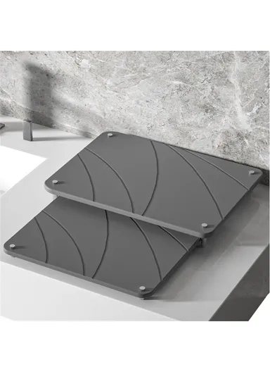 2Pcs Set Nesting Dish Drying Mat, Diatomite Kitchen Countertop Absorbent Draining Shelf - Arcs