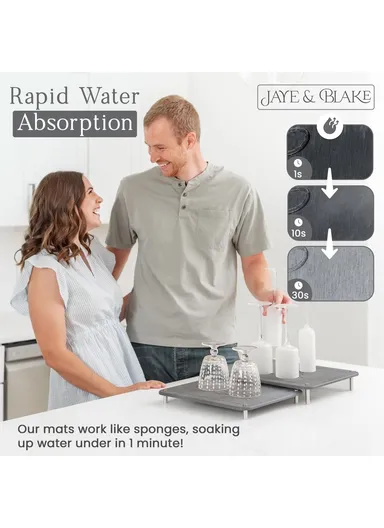 2Pcs Set Nesting Dish Drying Mat, Diatomite Kitchen Countertop Absorbent Draining Shelf - Arcs