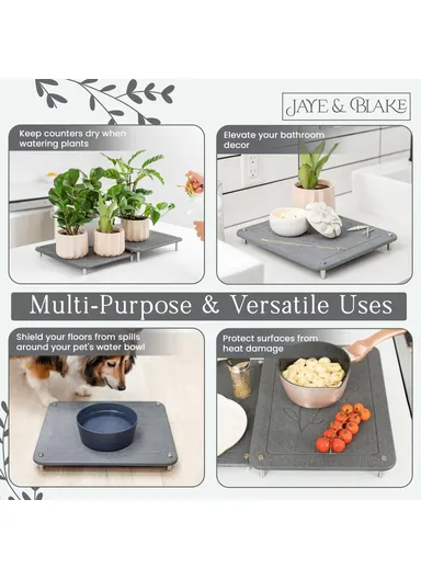 2Pcs Set Nesting Dish Drying Mat, Diatomite Kitchen Countertop Absorbent Draining Shelf - Arcs