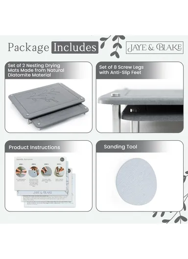 2Pcs Set Nesting Dish Drying Mat, Diatomite Kitchen Countertop Absorbent Draining Shelf - Arcs