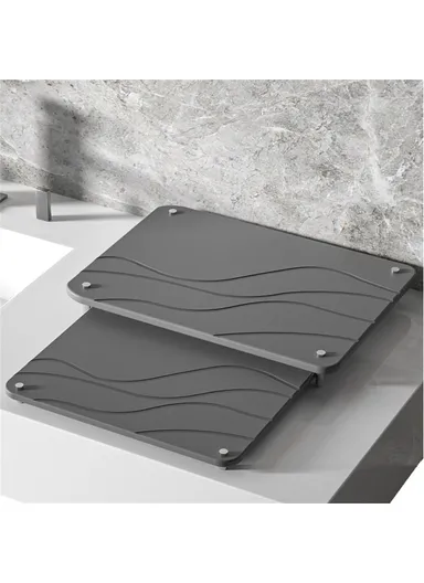 2Pcs Set Nesting Dish Drying Mat, Diatomite Kitchen Countertop Absorbent Draining Shelf - Rivers