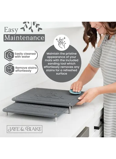 2Pcs Set Nesting Dish Drying Mat, Diatomite Kitchen Countertop Absorbent Draining Shelf - Rivers