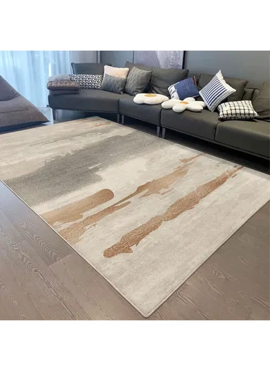 Modern Abstract Geometric Pattern Living Room Rug, Non Slip Coffee Table Cushion - (L60 x W90)cm