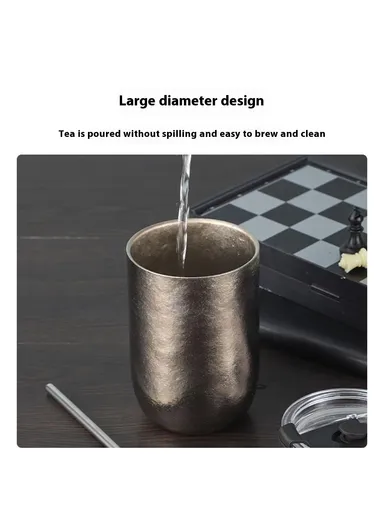 360ml Pure Titanium Double Wall Mug, Insulated Frost Flower Design, Hot Cold Drinks Cup - Purple