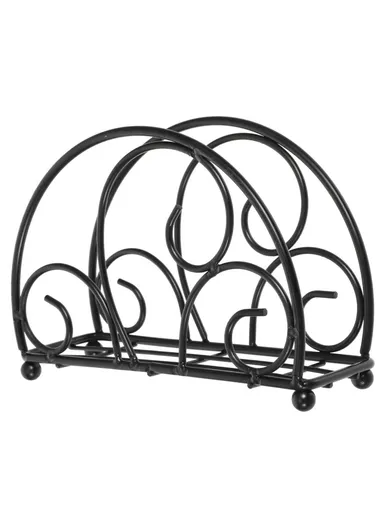 Iron Napkin Holder, Half Round Metal Tissue Dispenser, Table Organizer Decorative Paper Towel Stand - Black