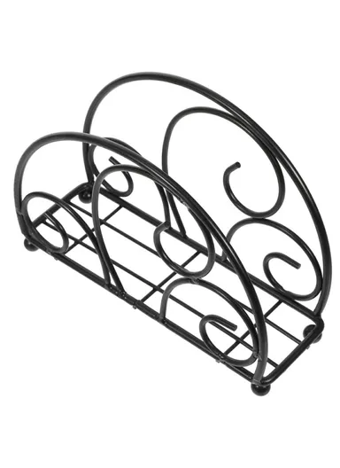 Iron Napkin Holder, Half Round Metal Tissue Dispenser, Table Organizer Decorative Paper Towel Stand - Black