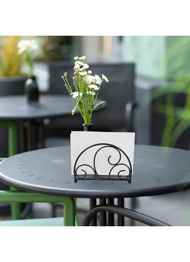 Iron Napkin Holder, Half Round Metal Tissue Dispenser, Table Organizer Decorative Paper Towel Stand - Black