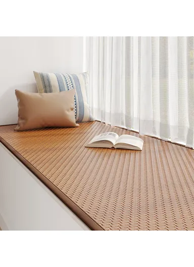 70x210cm Summer Rattan Window Seat Cushion, Cool Windowsill Mat, Bedroom Balcony Cooling Pad - Coffee