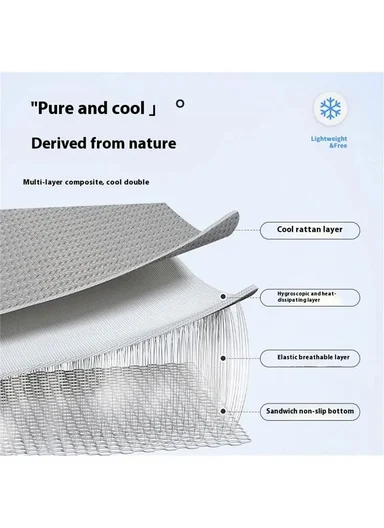 70x210cm Summer Rattan Window Seat Cushion, Cool Windowsill Mat Bedroom Balcony Cooling Pad - Grey