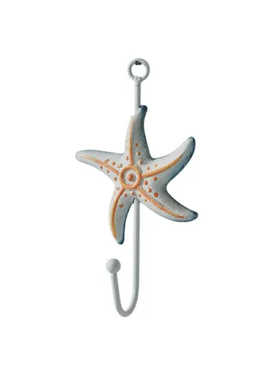 Mediterranean Style Wall Hooks, Iron Coat Rack Door Hanger Ocean Theme Home Decor Storage Holder - Starfish