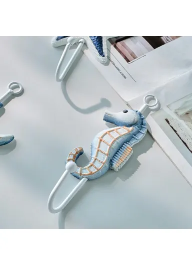 Mediterranean Style Wall Hooks, Iron Coat Rack Door Hanger Ocean Theme Home Decor Storage Holder - Starfish