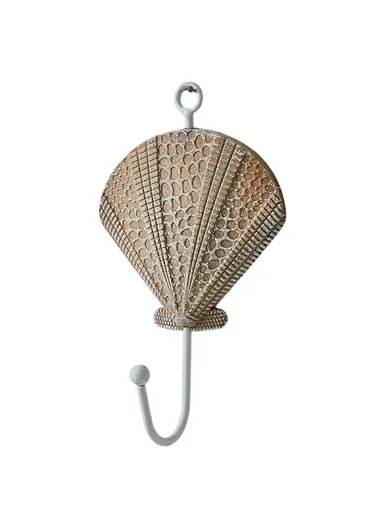 Mediterranean Style Wall Hooks, Iron Coat Rack Door Hanger Ocean Theme Home Decor Storage Holder - Shell